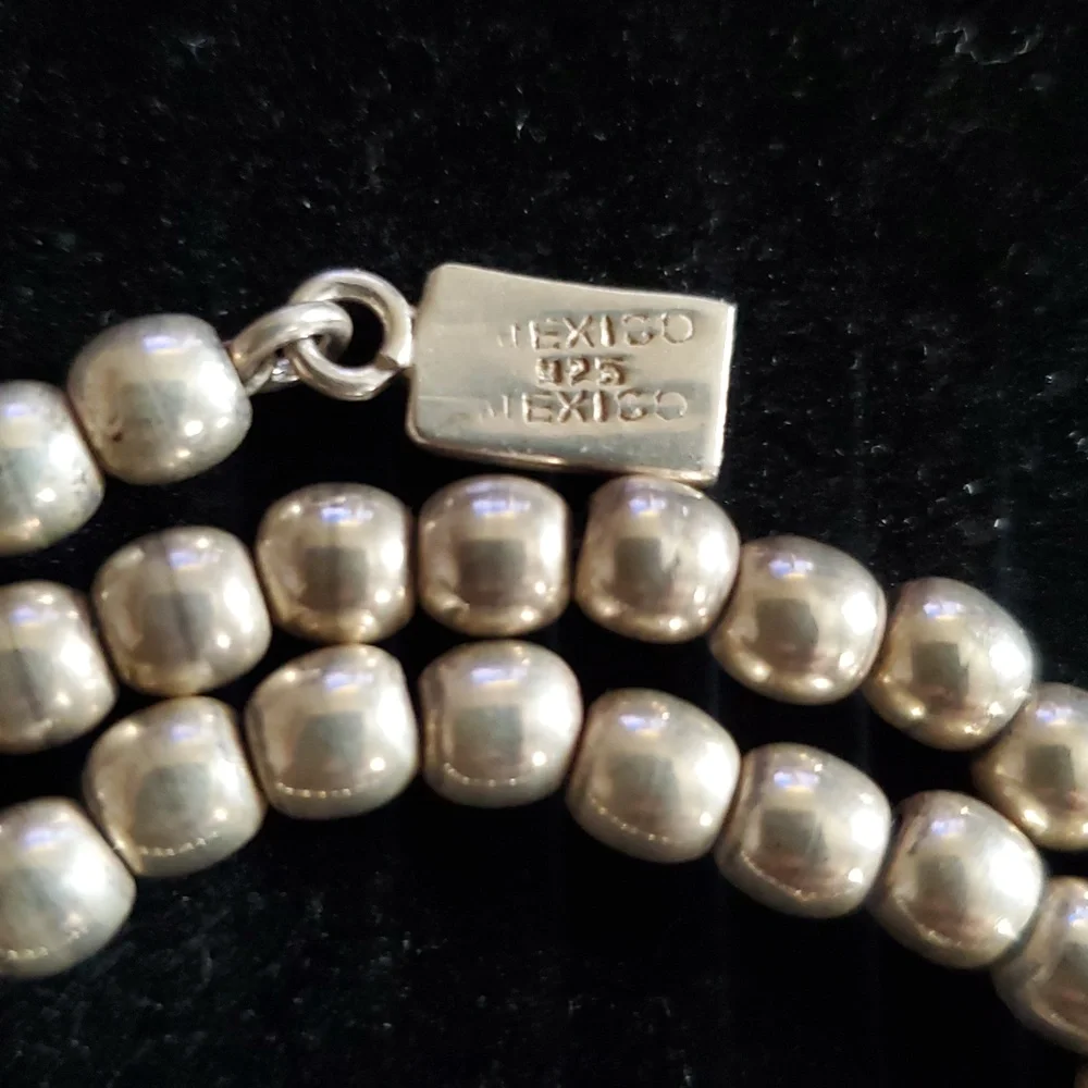 Mexico 925 sterling silver large bead ball necklace , 44.5 grms - Picture 2 of 13